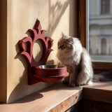 Gothic Wall Mounted Pet Bowl Holder | 3D Printed Raised Feeder Frame for Cat & Small Dog Bowls | Fantasy Home Decor Feeding Station