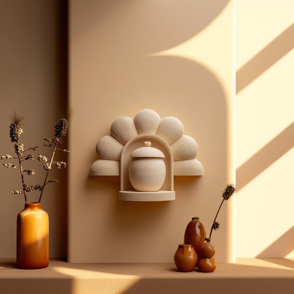 Flower Memorial Wall Shelf with Urn | 3D Printed Ashes Keepsake Display | Floating Remembrance Decor for Modern Interiors