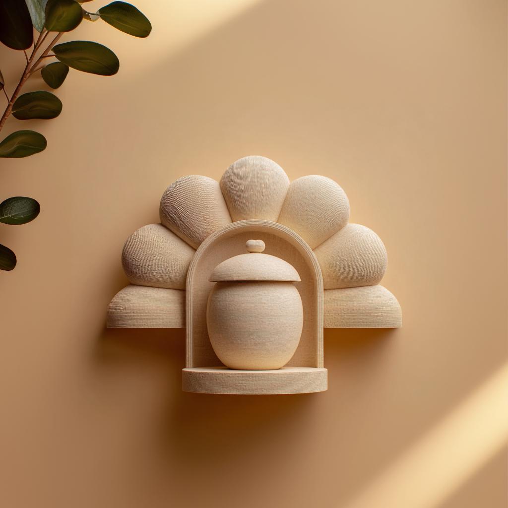 Flower Memorial Wall Shelf with Urn | 3D Printed Ashes Keepsake Display | Floating Remembrance Decor for Modern Interiors