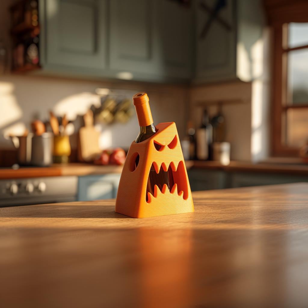 Monster Wine Bottle Holder for Standard Bottles | 3D Printed Funny Creature Wine Rack Display for Kitchen Bar Shelf Decor Accent Game Room