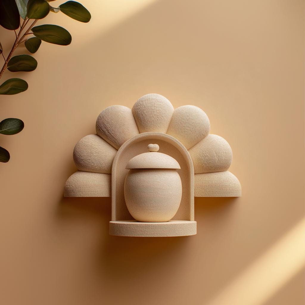 Wall Mounted Memorial Shelf with Urn | 3D Printed Pet Ashes Keepsake Display | Modern Home Remembrance Decor Accent Keepsake Gift Set Art