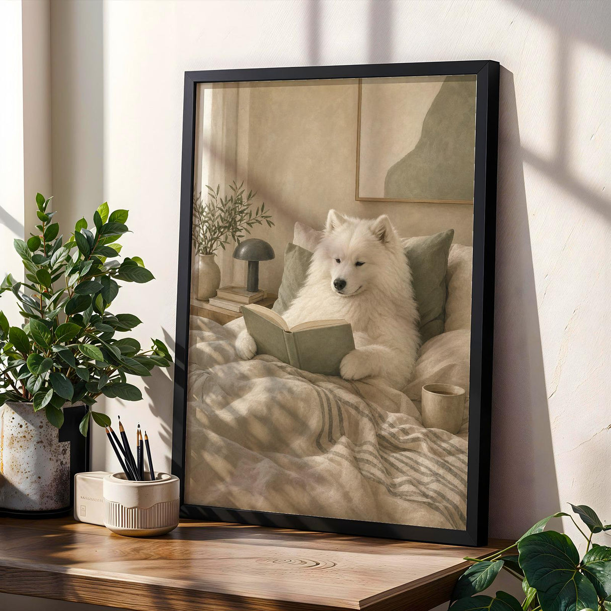 Scandinavia Poster | Gouache Paper Print | Samoyed Dog Wall Print | Nordic Printable Art | Bedroom Decor Posters