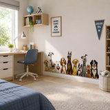 Funny Dog Group Wall Vinyl Decal | Cartoon Puppy Pack Sticker | Pet Lover Wall Art | Kids Room Playroom Decor | Dog Breeds Illustration