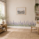 Lavender Border Wall Vinyl Decal | Watercolor Purple Flower Meadow Sticker | Botanical Floral Wall Art | Farmhouse Cottage Kitchen Decor