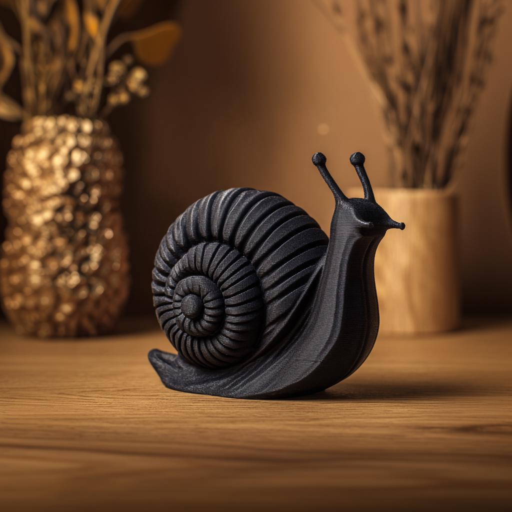 Snail Sculpture Shelf Decor | 3D Printed Spiral Animal Figurine for Modern Home Display, Desk Accent and Cozy Bookshelf Decor Art Gift Set