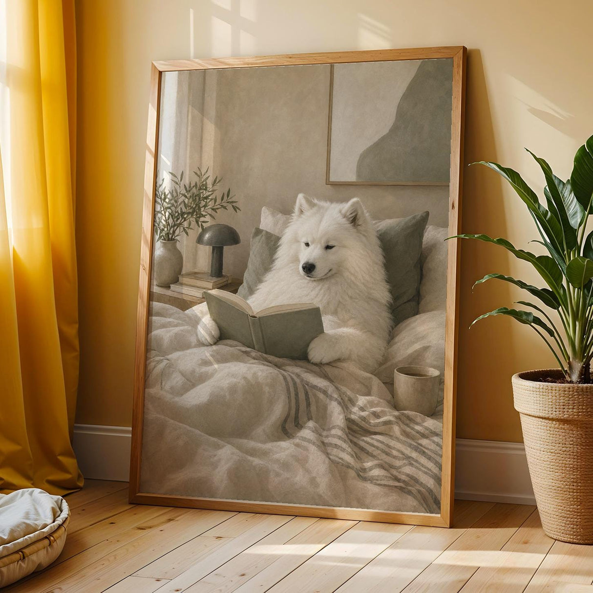 Scandinavia Poster | Gouache Paper Print | Samoyed Dog Wall Print | Nordic Printable Art | Bedroom Decor Posters