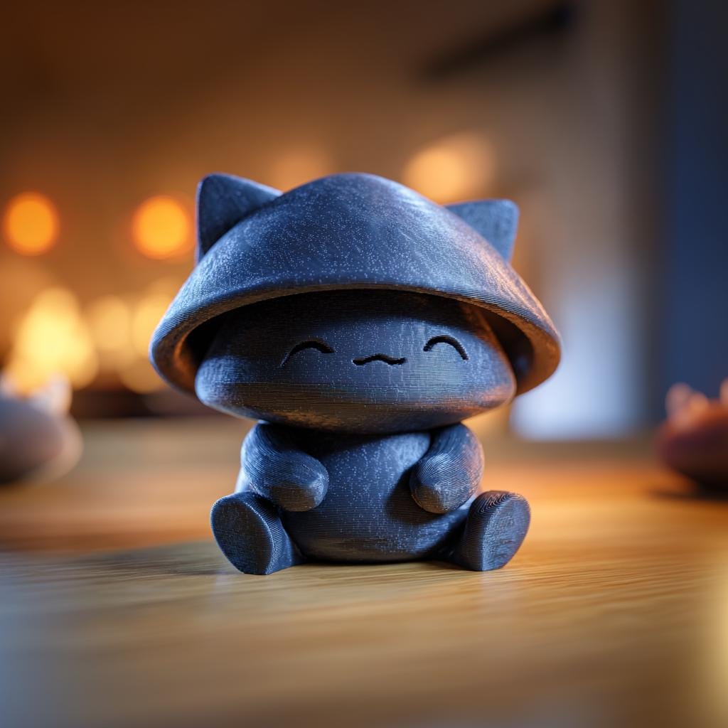 Mushroom Cat Memorial Urn with Lid | 3D Printed Pet Ashes Keepsake Container for Fantasy Shelf Decor, Pet Remembrance and Tribute
