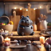 3D printed chubby hamster memorial urn showing a round chubby hamster character