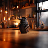 Raven Memorial Urn with Lid | 3D Printed Bird Ashes Keepsake Container for Gothic Shelf Decor and Remembrance Display Accent