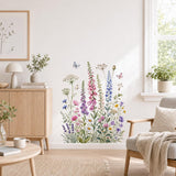 Watercolor Wildflower Meadow Wall Vinyl Decal | Foxglove Delphinium Daisy Sticker | Cottagecore Nursery Wall Art | Boho Floral Decor