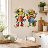 Weird Chef Frogs Wall Vinyl Decal | Funny Cooking Frog Sticker | Kitchen Wall Art | Quirky Restaurant Cafe Decor | Frog Lover Gift