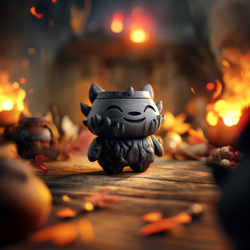 Goblincore Creature Memorial Urn with Lid | 3D Printed Pet Ashes Keepsake Container for Fantasy Shelf Decor and Cozy Tribute Display Gift