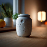 Moon Crater Memorial Urn with Lid | 3D Printed Pet Ashes Keepsake Container for Cosmic Shelf Decor Remembrance Tribute Gift Display