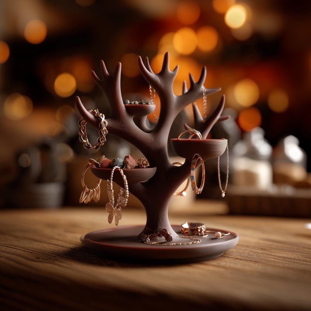 Antler Jewelry Holder | 3D Printed Ring Dish | Tree Branch Jewelry Organizer | Earring Display Stand | Vanity Tray Decor | Necklace Holder