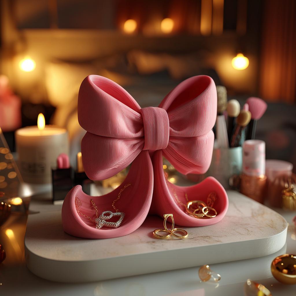 Bow Jewelry Organizer | Bow Ring Holder | 3D Printed Earring Stand | Girly Trinket Tray | Coquette Vanity Dresser Decor | Cute Gift For Her