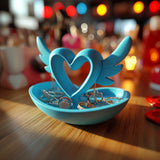 Winged Heart Jewelry Organizer | Heart Ring Holder | 3D Printed Earring Tray | Romantic Trinket Dish | Valentine Vanity Decor Gift For Her