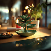 3D printed botanical leaf jewelry holder featuring stacked leaf shaped ring and earring trays