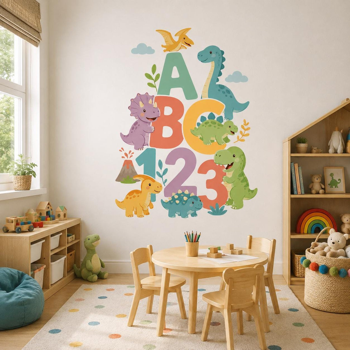 Dinosaur ABC 123 Wall Art Print | Kids Learning Poster | Cute Dinosaur Nursery Decor | Preschool Classroom Decor | Playroom Decor | Dino Art