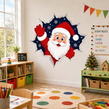 Santa Claus Wall Decal | Christmas Santa Wall Sticker | 3D Broken Wall Effect | Kids' Room Holiday Decor | Festive Christmas Wall Decoration