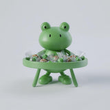 3D Printed Cute Frog Candy Dish Table Tray, Cartoon Animal Figurine Key Holder, Whimsical Desktop Snack Serving Bowl, Cottagecore Desk Decor