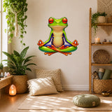 Weird Red Eyed Frog Wall Art Print | Meditating Frog Decor | Colorful Green Frog Art | Quirky Meditation Room Decor | Whimsical Frog Artwork