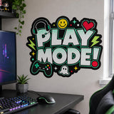 Play Mode Wall Decal | Gaming Wall Sticker | Video Game Room Decor | Kids Gaming Wall Art | Controller Headset & Pixel Heart Wall Decoration