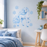 Winter Unicorn Wall Decal with Snowflakes | Icy Blue Vinyl Nursery Decor | Whimsical Kids Bedroom Wall Sticker | Fantasy Room Decoration