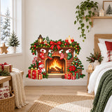 Christmas Fireplace Wall Decal | Holiday Mantel Wall Sticker | Stockings & Gifts Decor | Cozy Xmas Living Room Wall Art | Fireplace Wall Art