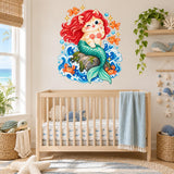 Mermaid Cat Wall Decal | Cute Kitty Mermaid Wall Sticker | Ocean Nursery Decor | Girls Kids Room Wall Art | Sea Creature Bedroom Decorations
