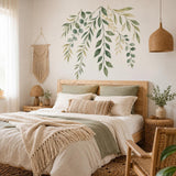 Watercolor Botanical Wall Decal | Hanging Greenery Vinyl Wall Sticker | Sage Leaf Decor for Dining Room, Bedroom or Entryway | Home Accent