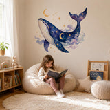 Celestial Whale Wall Decal | Moon and Stars Wall Sticker | Watercolor Whale Nursery Decor | Ocean Kids Room Wall Art | Starlit Bedroom Decor