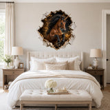 3D Unicorn Wall Decal | Cosmic Fantasy Horse Vinyl Sticker | Broken Wall Effect Bedroom Decor | Gold Black Unicorn Room Decor | Celestial