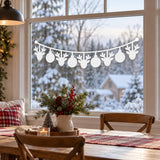 Christmas Garland Window Decal | Reindeer Ornament Window Sticker | Holiday Glass Decor | White Christmas Window Art | Festive Kitchen Decor