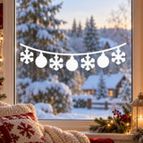 Winter Snowflake Ornament Window Decal | White Christmas Garland Vinyl Sticker | Minimalist Holiday Window Decor | Snowy Home Window Display