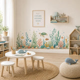 Watercolor Ocean Wall Decal with Sea Turtle and Fish | Underwater Nursery Wall Sticker | Coral Reef Kids Room Decor | Vinyl | Coral Reef Art