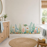 Watercolor Ocean Wall Decal with Sea Turtle and Fish | Underwater Nursery Wall Sticker | Coral Reef Kids Room Decor | Vinyl | Coral Reef Art