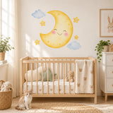 Smiling Moon Wall Decal | Cute Moon Stars Wall Sticker | Nursery Celestial Decor | Baby Room Wall Art | Kids Bedroom Decor | Moon Star Decor