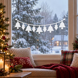 Christmas Bell and Holly Window Decal | White Vinyl Holiday Window Sticker | Minimalist Winter Decor | Festive Window Decor | Bell Garland