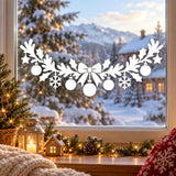 Christmas Garland Window Decal | White Bow, Ornaments and Snowflakes | Holiday Vinyl Wall Decal | Festive Window Decor | Glass Door Accent