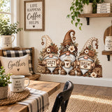 Coffee Gnome Wall Decal | Vinyl Kitchen Coffee Station Decor | Rustic Farmhouse Coffee Bar Wall Sticker | Cozy Cottage Kitchen Decor Art