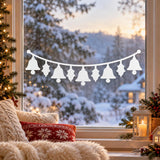 Christmas Bell and Holly Window Decal | White Vinyl Holiday Window Sticker | Minimalist Winter Decor | Festive Window Decor | Bell Garland