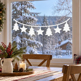 Christmas Tree and Star Garland Window Decal | White Vinyl Holiday Sticker | Minimalist Winter Home Decor | Scandinavian Christmas Decor