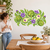 Artichoke Botanical Wall Decal | Colorful Vegetable Floral Kitchen Decor | Vinyl Garden Wall Sticker | Cottage Dining Room Decor Wall Art