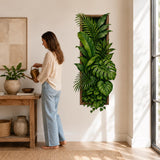 Tropical Botanical Wall Decal | Framed Greenery Wall Decor | Vertical Plant Wall Sticker | Indoor Jungle Living Room Decor | Vinyl Wall Art