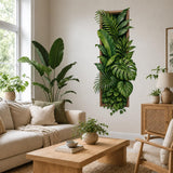 Tropical Botanical Wall Decal | Framed Greenery Wall Decor | Vertical Plant Wall Sticker | Indoor Jungle Living Room Decor | Vinyl Wall Art