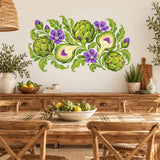 Artichoke Botanical Wall Decal | Colorful Vegetable Floral Kitchen Decor | Vinyl Garden Wall Sticker | Cottage Dining Room Decor Wall Art