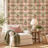 Radish Plaid Self Adhesive Wallpaper | Vintage Vegetable Kitchen Wall Mural | Cottagecore Dining Room Decor | Vinyl Wall Covering Panels