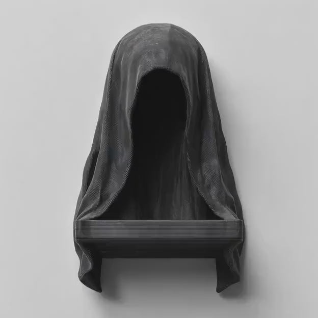 3D Printed Grim Reaper Wall Shelf | Dark Cloaked Figure Gothic Decor Ledge Horror Fantasy Floating Niche for Books, Skulls, Candles & Props
