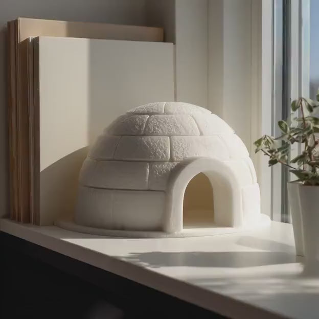 Cute Igloo Shelf Decor | 3D Printed Arctic Dome Display Accent for Modern Desk Setup, Cozy Bookshelf Styling and Nordic Home