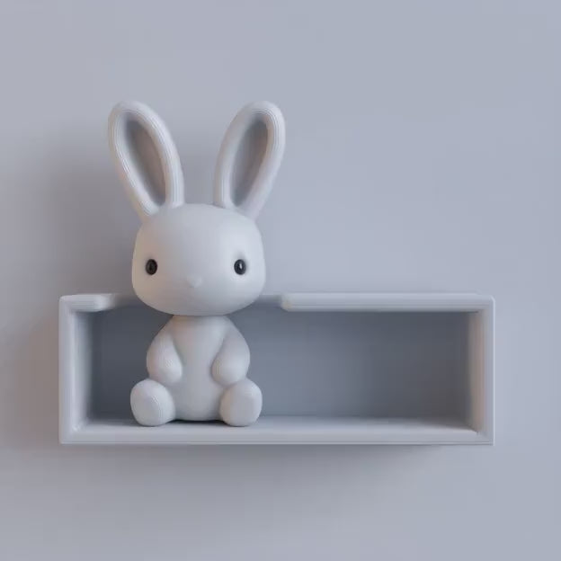 3D Printed Bunny Wall Shelf | Minimalist Kids Room Floating Ledge | Modern Nursery Decor Accent for Toys | Books | Small Everyday Items